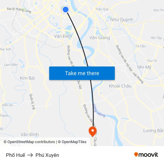 Phố Huế to Phú Xuyên map