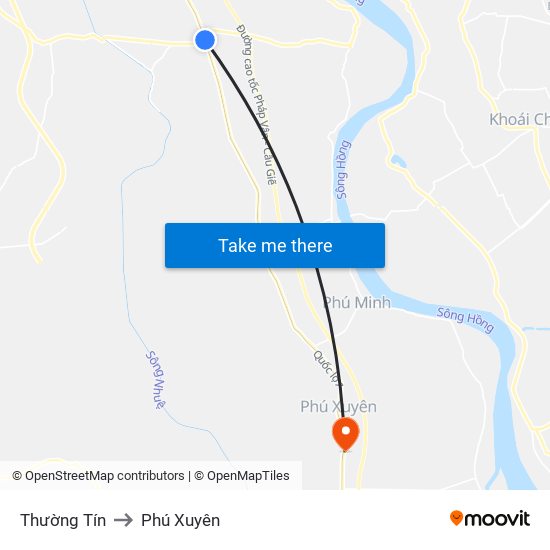 Thường Tín to Phú Xuyên map