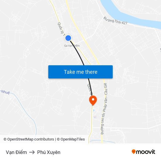 Vạn Điểm to Phú Xuyên map