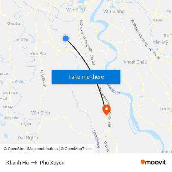 Khánh Hà to Phú Xuyên map