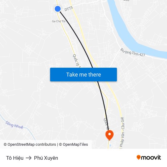 Tô Hiệu to Phú Xuyên map