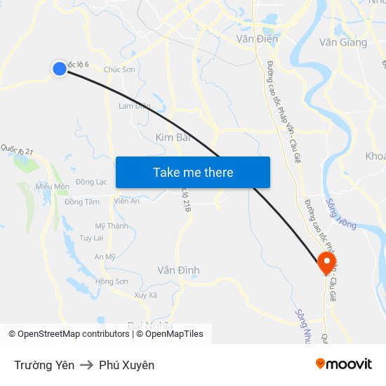 Trường Yên to Phú Xuyên map