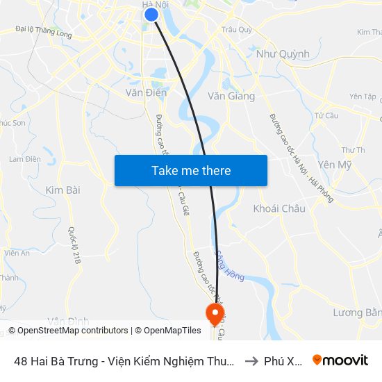 48 Hai Bà Trưng - Viện Kiểm Nghiệm Thuốc Trung Ương to Phú Xuyên map