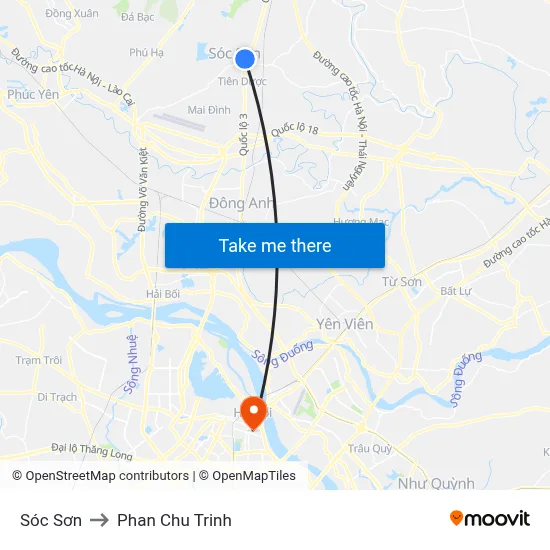 Sóc Sơn to Phan Chu Trinh map