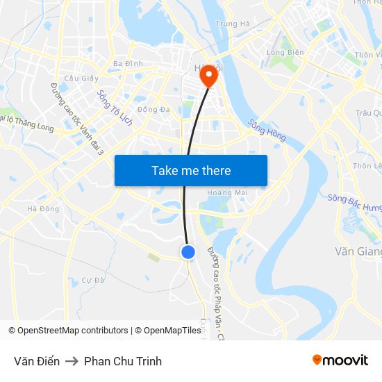 Văn Điển to Phan Chu Trinh map