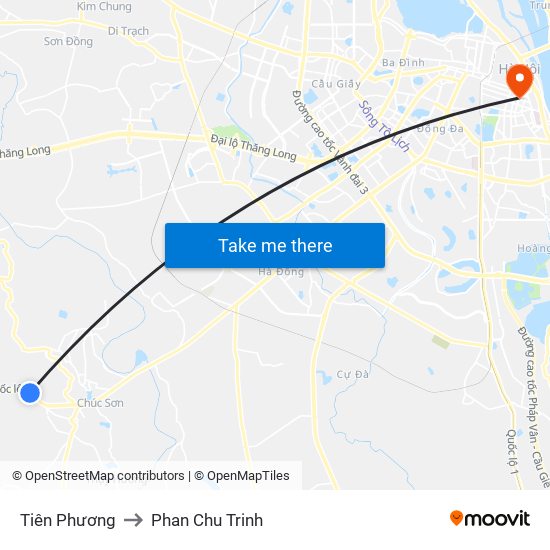 Tiên Phương to Phan Chu Trinh map