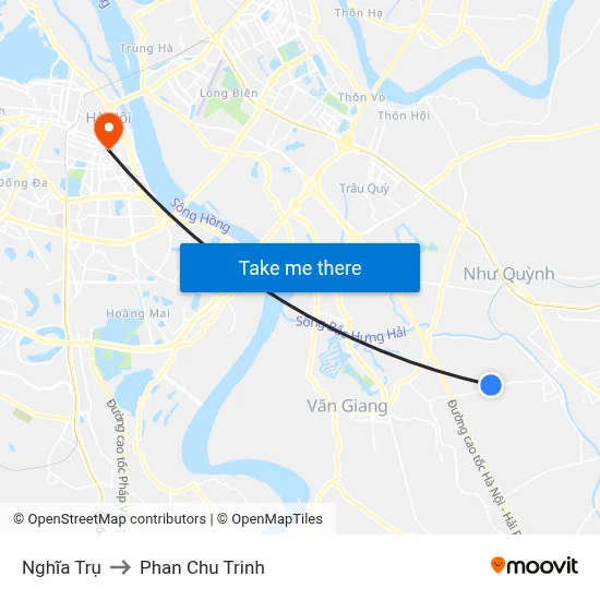 Nghĩa Trụ to Phan Chu Trinh map