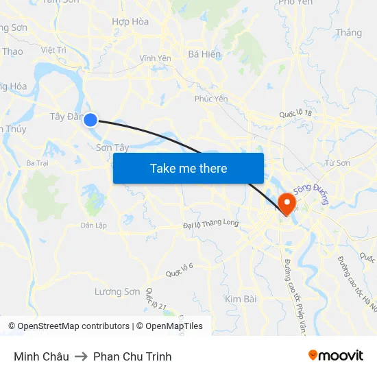 Minh Châu to Phan Chu Trinh map