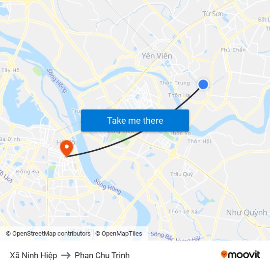 Xã Ninh Hiệp to Phan Chu Trinh map