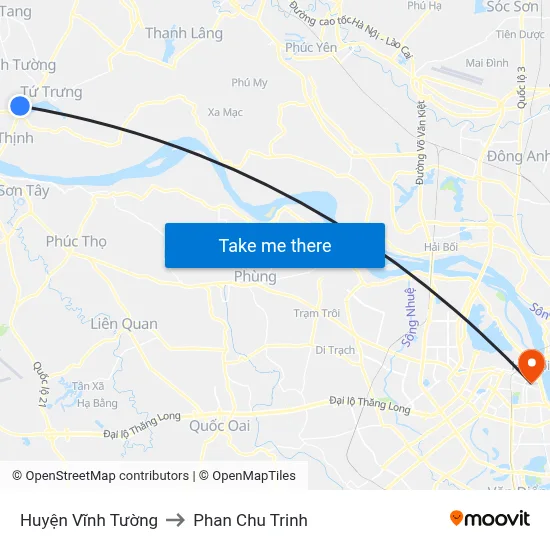 Huyện Vĩnh Tường to Phan Chu Trinh map