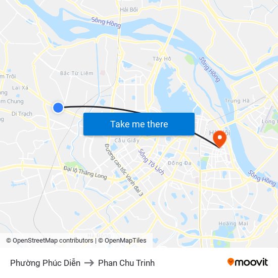 Phường Phúc Diễn to Phan Chu Trinh map