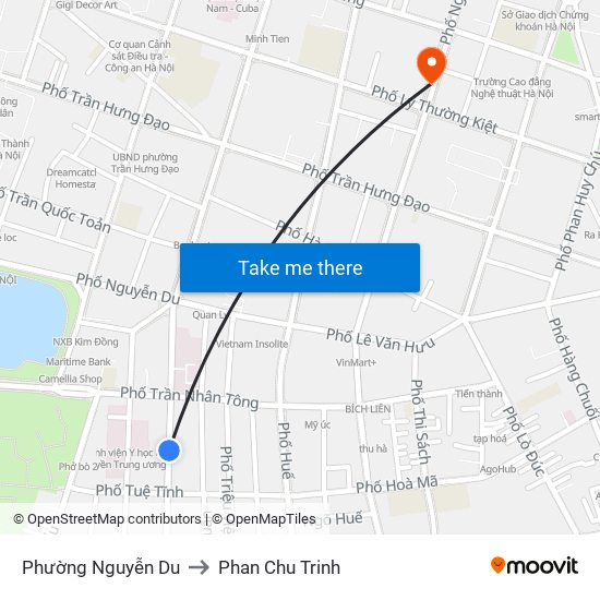 Phường Nguyễn Du to Phan Chu Trinh map