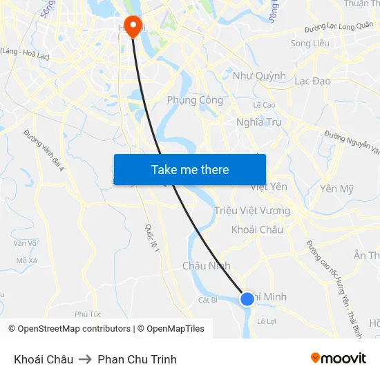 Khoái Châu to Phan Chu Trinh map