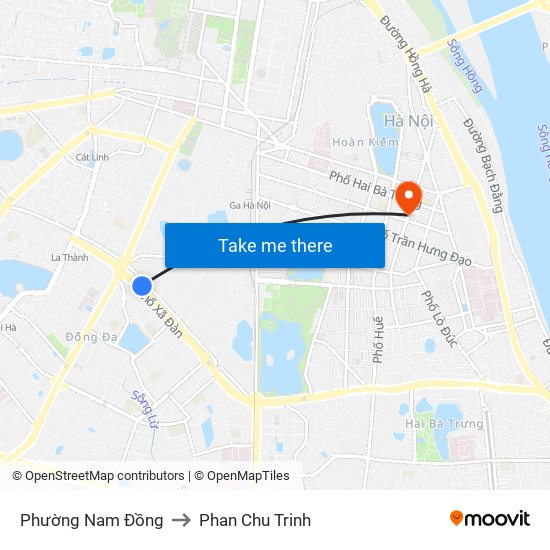 Phường Nam Đồng to Phan Chu Trinh map