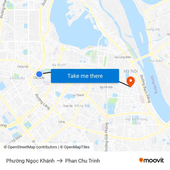 Phường Ngọc Khánh to Phan Chu Trinh map