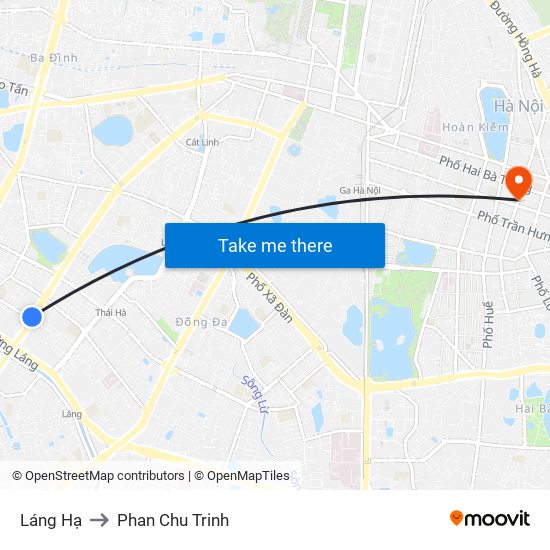 Láng Hạ to Phan Chu Trinh map