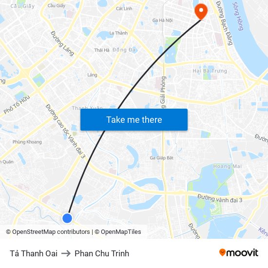 Tả Thanh Oai to Phan Chu Trinh map