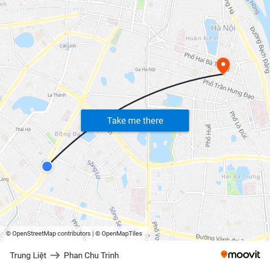 Trung Liệt to Phan Chu Trinh map