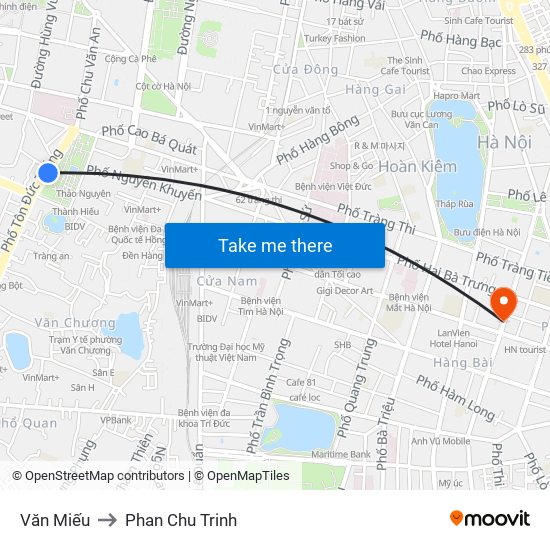 Văn Miếu to Phan Chu Trinh map