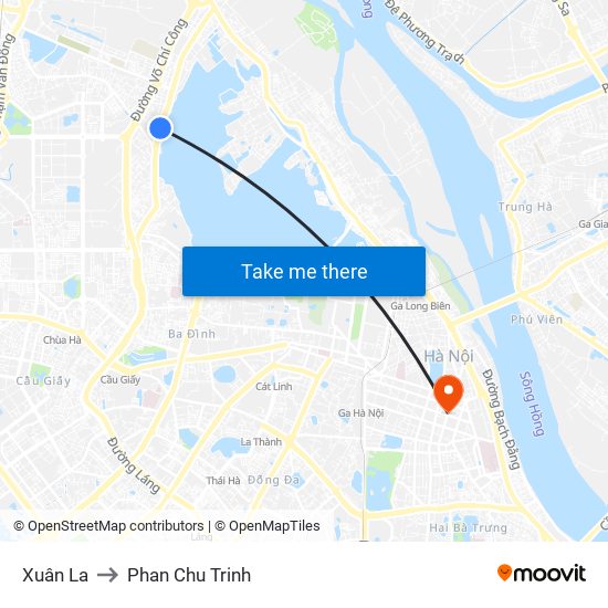 Xuân La to Phan Chu Trinh map