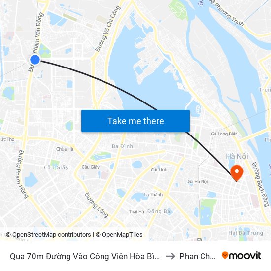 Qua 70m Đường Vào Công Viên Hòa Bình - Phạm Văn Đồng to Phan Chu Trinh map