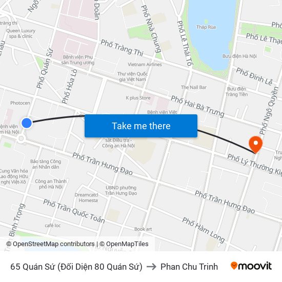 65 Quán Sứ (Đối Diện 80 Quán Sứ) to Phan Chu Trinh map