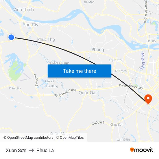 Xuân Sơn to Phúc La map