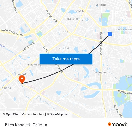 Bách Khoa to Phúc La map