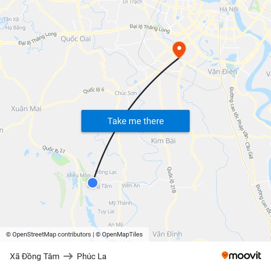 Xã Đồng Tâm to Phúc La map