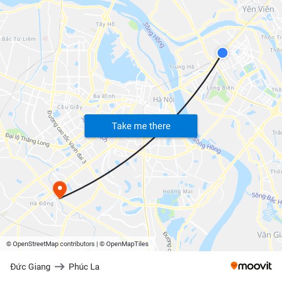 Đức Giang to Phúc La map