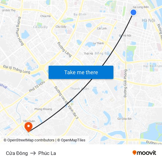 Cửa Đông to Phúc La map