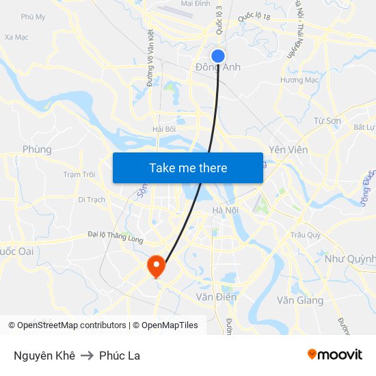 Nguyên Khê to Phúc La map