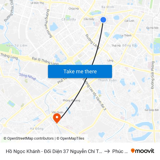 Hồ Ngọc Khánh - Đối Diện 37 Nguyễn Chí Thanh to Phúc La map