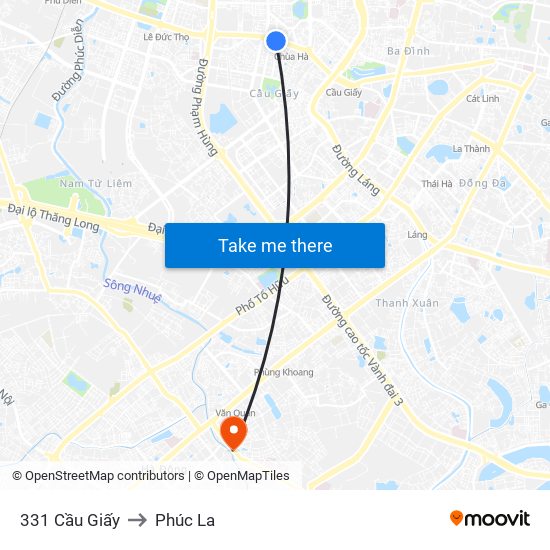 331 Cầu Giấy to Phúc La map