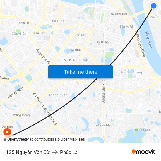 135 Nguyễn Văn Cừ to Phúc La map