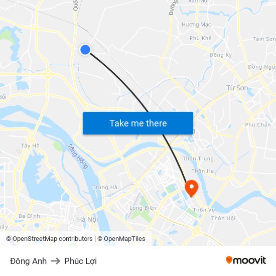 Đông Anh to Phúc Lợi map