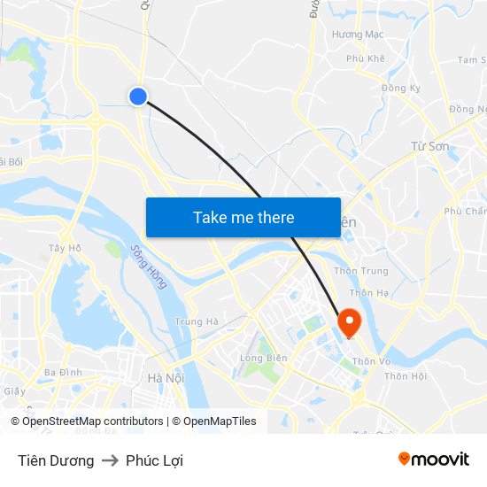 Tiên Dương to Phúc Lợi map