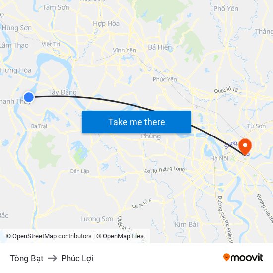 Tòng Bạt to Phúc Lợi map