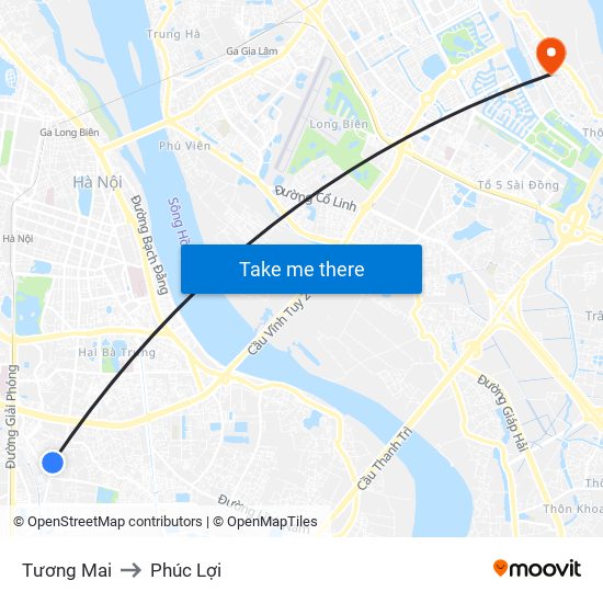 Tương Mai to Phúc Lợi map