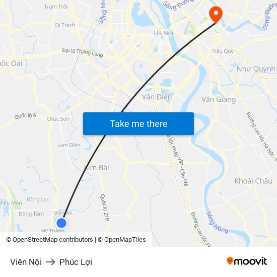 Viên Nội to Phúc Lợi map