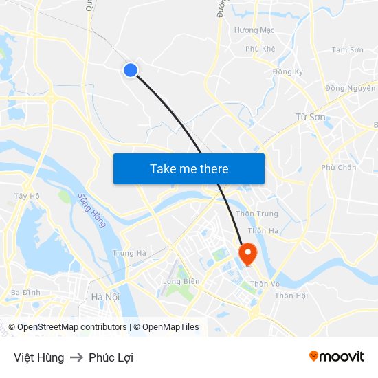 Việt Hùng to Phúc Lợi map