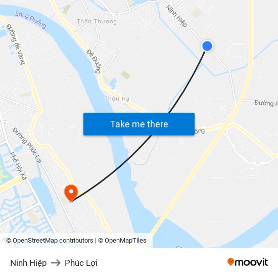 Ninh Hiệp to Phúc Lợi map