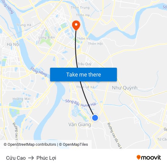 Cửu Cao to Phúc Lợi map