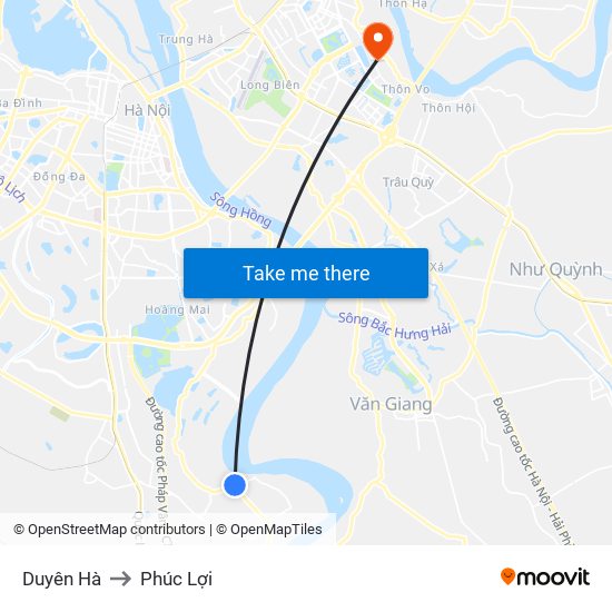 Duyên Hà to Phúc Lợi map