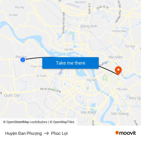 Huyện Đan Phượng to Phúc Lợi map