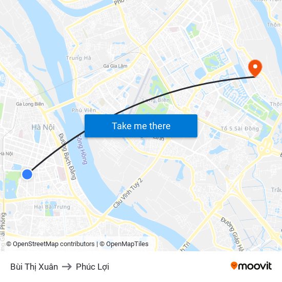 Bùi Thị Xuân to Phúc Lợi map
