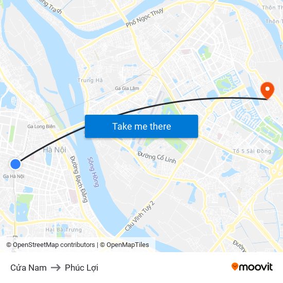 Cửa Nam to Phúc Lợi map