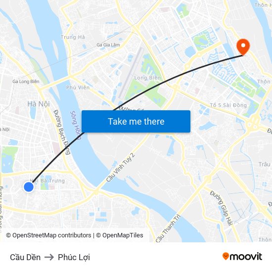 Cầu Dền to Phúc Lợi map