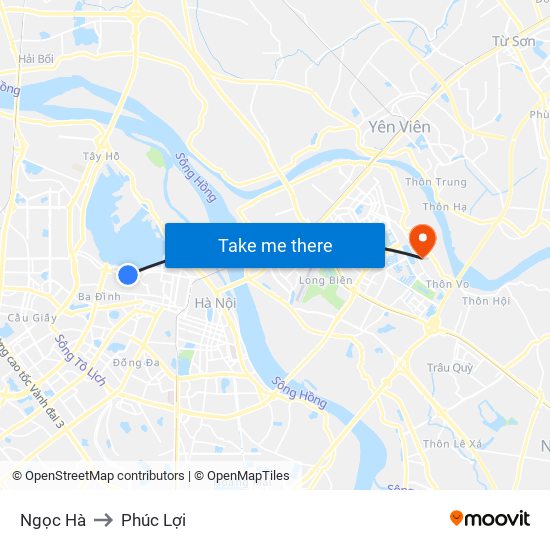 Ngọc Hà to Phúc Lợi map