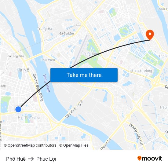 Phố Huế to Phúc Lợi map